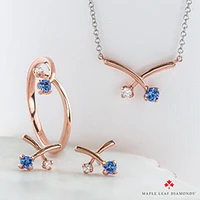 14K Rose & White Gold Tanzanite 0.04cttw Canadian Diamond Earrings 
