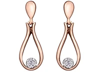 10K Rose Gold 0.06cttw Round Brilliant Canadian Diamond Dangle Earrings