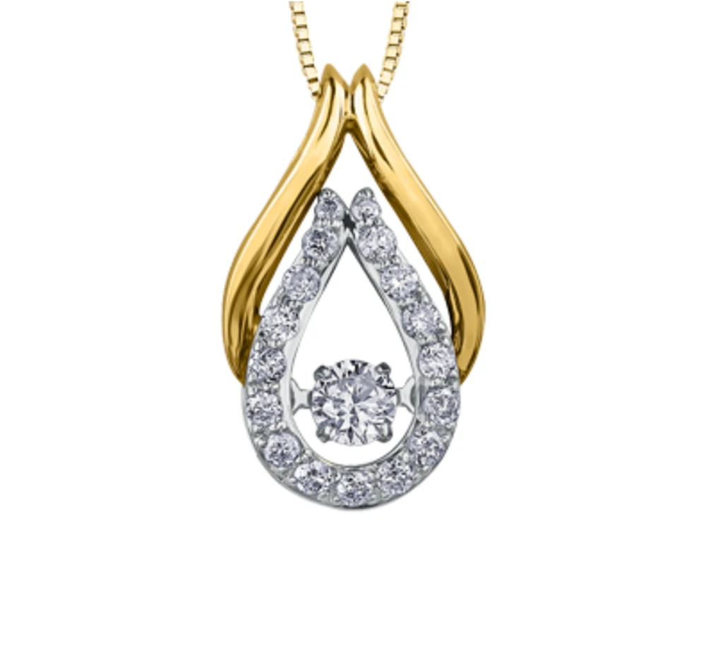 10K White, Yellow, or Rose Gold 0.25cttw Shimmer Diamond Pendant, 18"