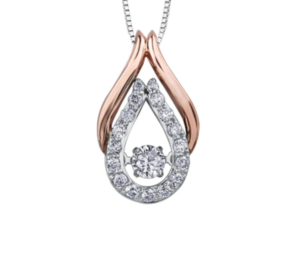 10K White, Yellow, or Rose Gold 0.25cttw Shimmer Diamond Pendant, 18"