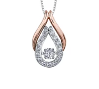 10K White, Yellow, or Rose Gold 0.25cttw Shimmer Diamond Pendant, 18"