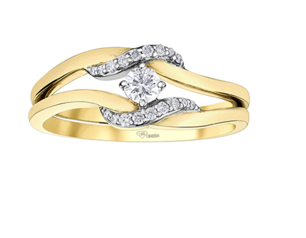 10K Yellow Gold 0.18cttw Canadian Diamond Engagement Ring