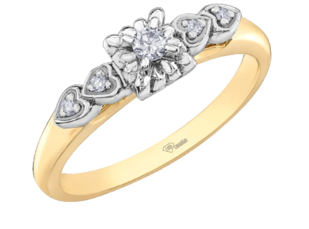 10K Yellow Gold 0.10cttw Canadian Diamond Engagement Ring