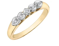 10K 2 Tone Gold 0.025cttw Canadian Diamond Wedding Band - 10K White Gold