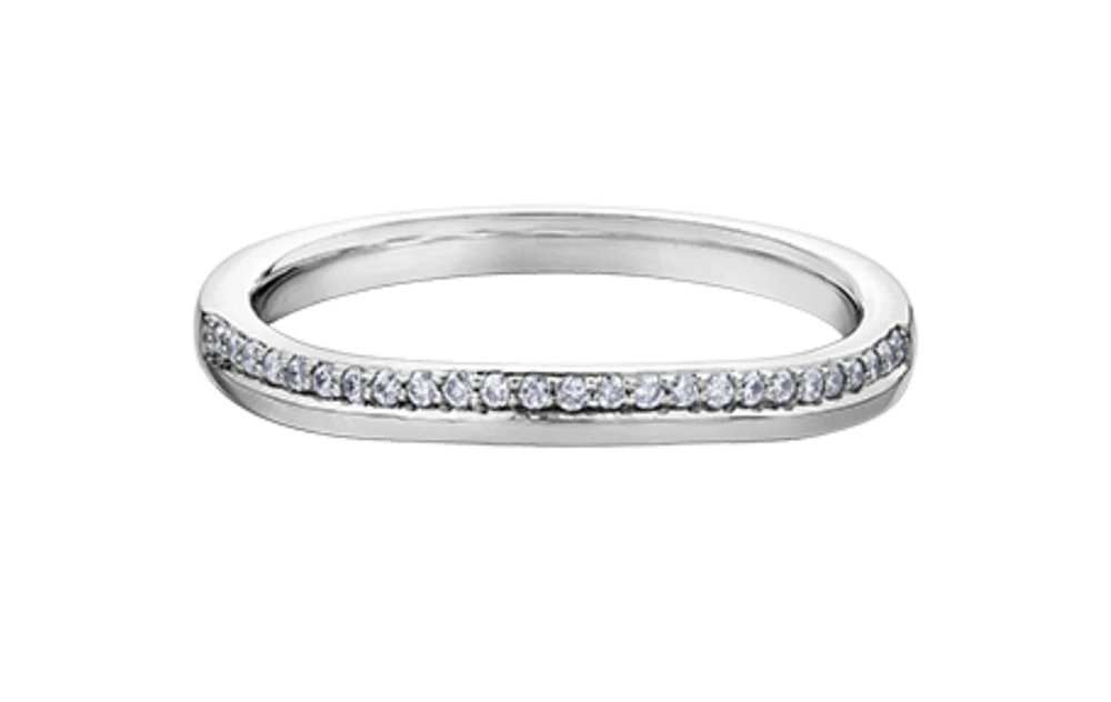10K White Gold 0.10cttw Canadian Diamond Wedding Band - 10K White Gold