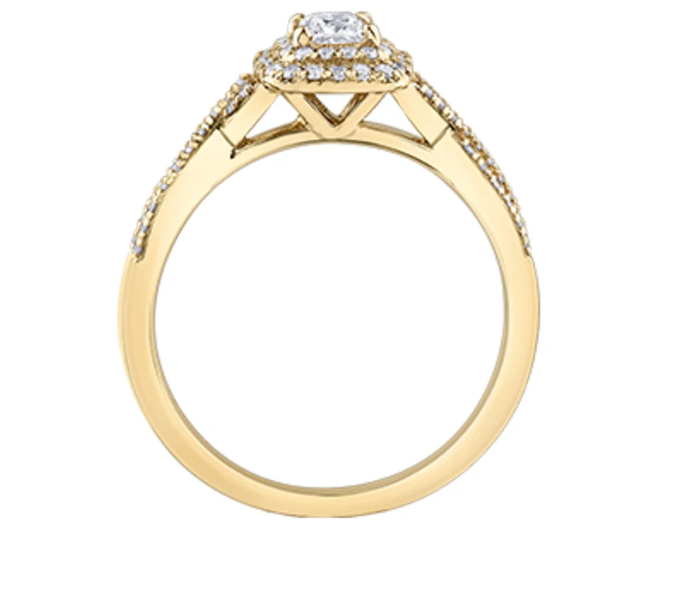 10K Yellow Gold 0.50cttw Princess Cut Canadian Diamond Engagement Ring