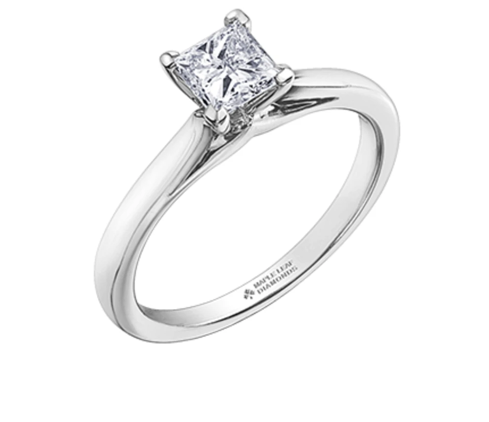14K White Gold 0.40-0.70cttw Princess Cut Diamond Engagement Ring, 6.5 - / 0.40 Carat Total