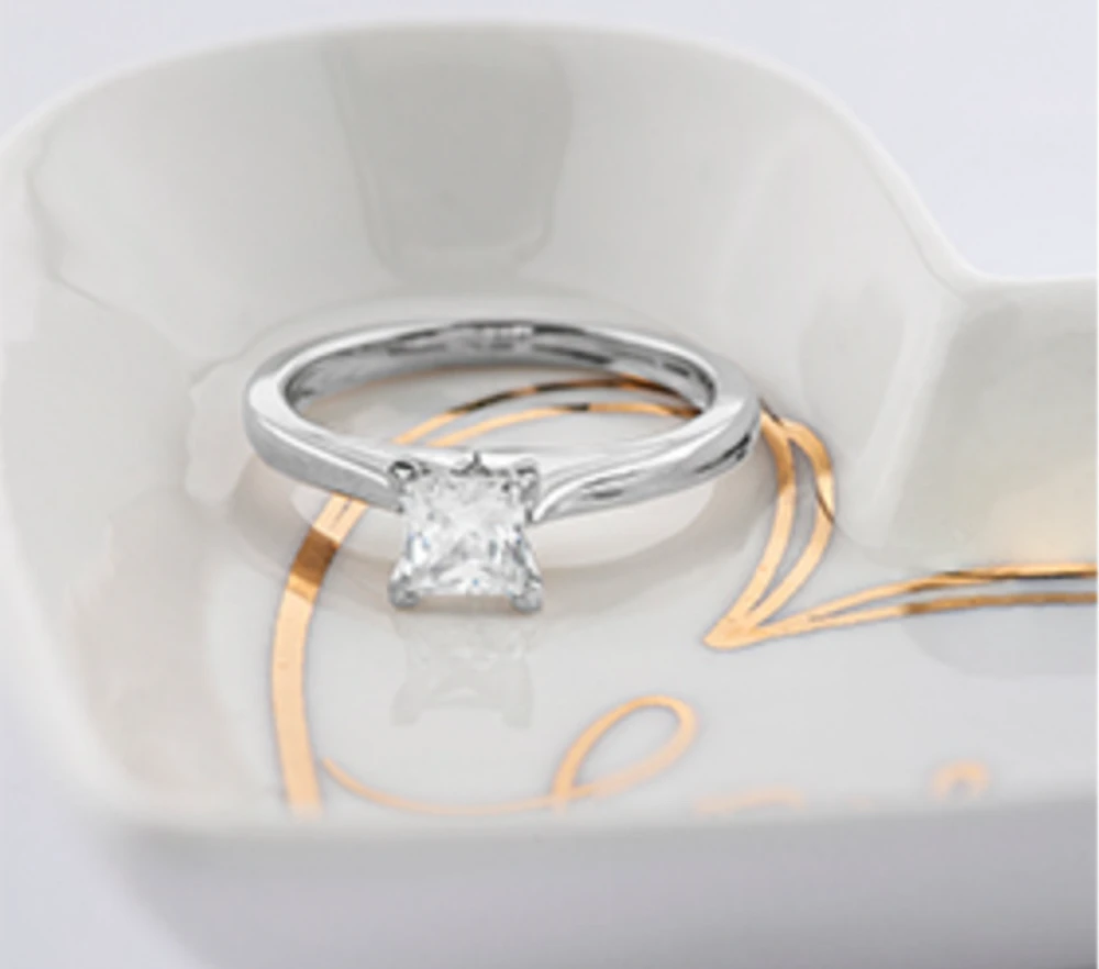 14K White Gold 0.40-0.70cttw Princess Cut Diamond Engagement Ring, 6.5 - / 0.40 Carat Total