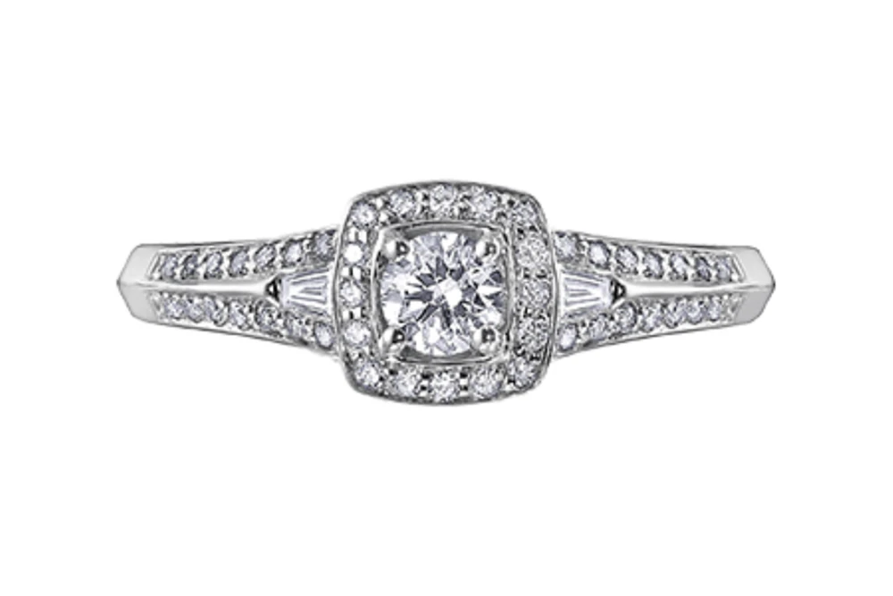 14K White Gold 0.45-95cttw Round Brilliant Canadian Diamond Engagement Ring - / Carat Total 5