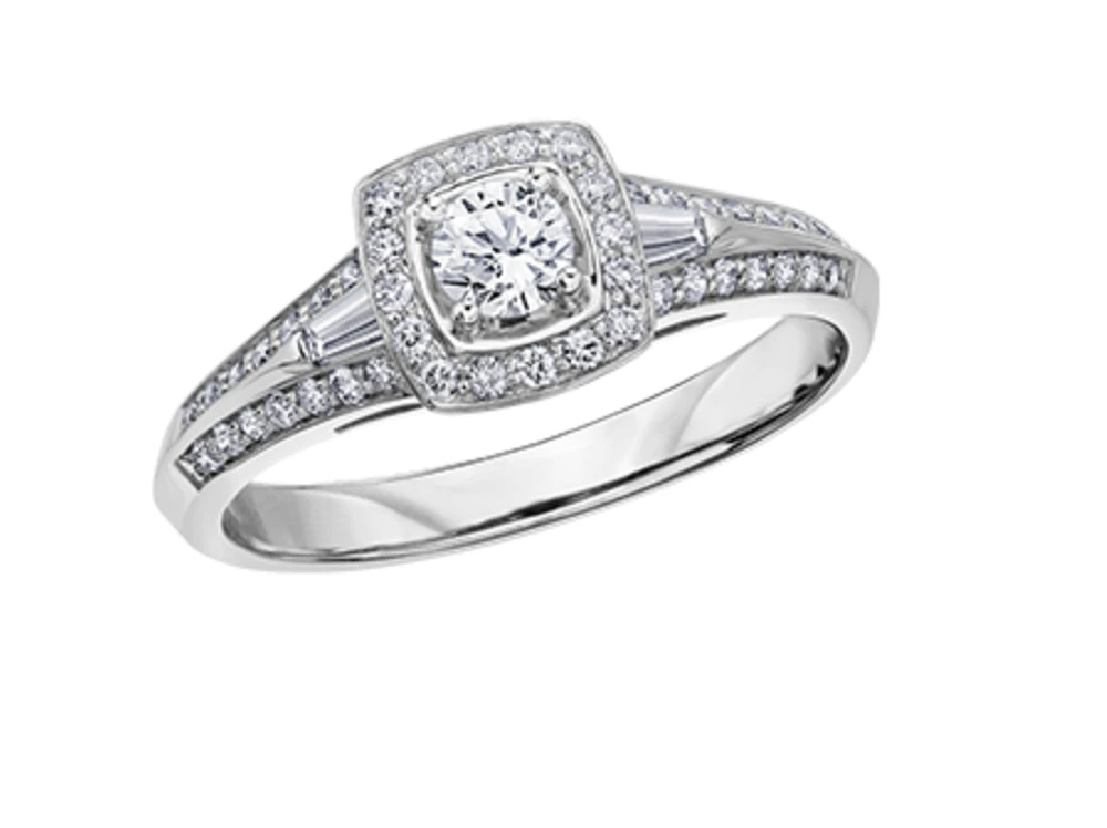 14K White Gold 0.45-95cttw Round Brilliant Canadian Diamond Engagement Ring - / Carat Total 5