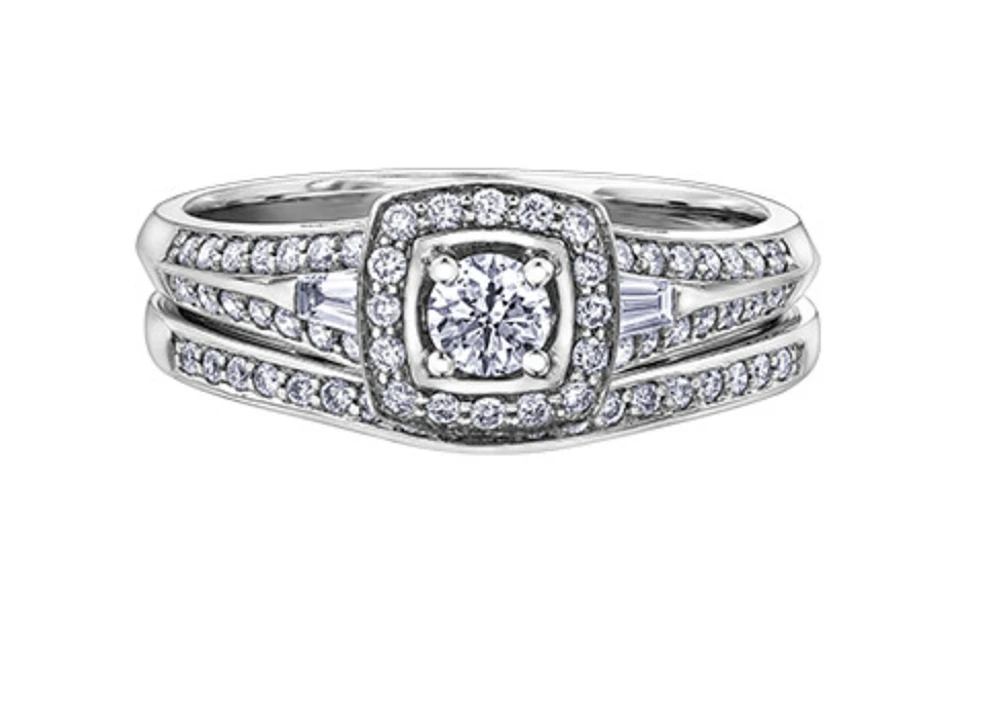 14K White Gold 0.45-95cttw Round Brilliant Canadian Diamond Engagement Ring - / Carat Total 5