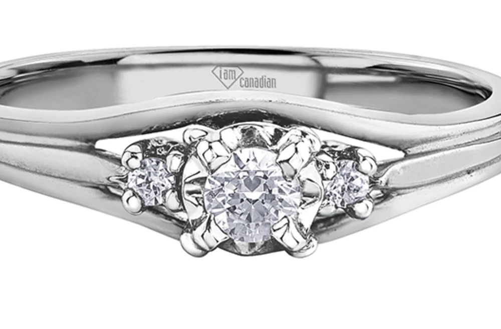 10K White Gold 0.18cttw Round Brilliant Canadian Diamond Engagement Ring