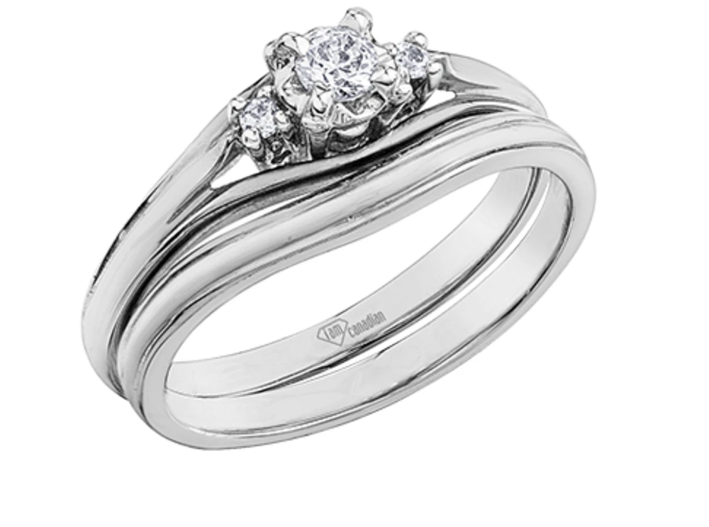 10K White Gold 0.18cttw Round Brilliant Canadian Diamond Engagement Ring