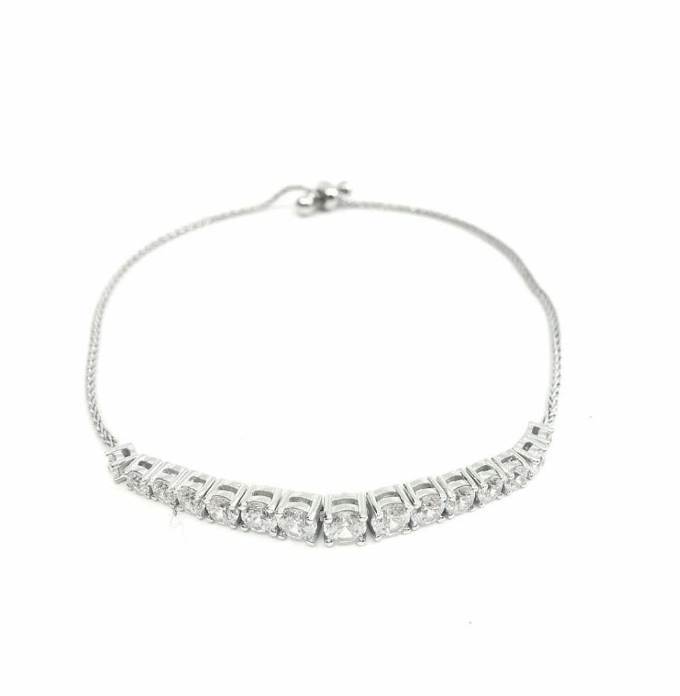 Sterling Silver & Cubic Zirconia Bracelet 7"