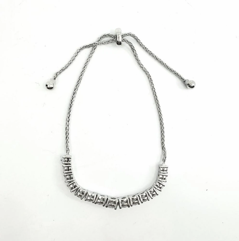 Sterling Silver & Cubic Zirconia Bracelet 7"