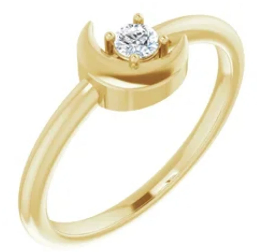 14K Yellow 1/10 CT Natural Diamond Celestial Ring - Gold