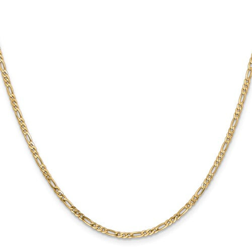 14K Gold 2.75mm Flat Figaro with Lobster Clasp Chain - /