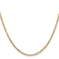 14K Gold 2.75mm Flat Figaro with Lobster Clasp Chain - /