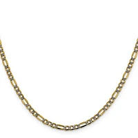 14K 5.25mm Semi-Solid with Rhodium Pavé Figaro Lobster Clasp Chain