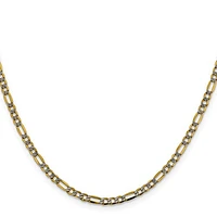 14K 3.9mm Semi-Solid with Rhodium Pavé Figaro Lobster Clasp Chain