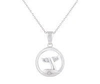 925 Sterling Silver 0.015cttw Canadian Diamond Whale Tail Pendant