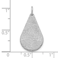 Tear Drop Fingerprint Charm - Sterling Silver