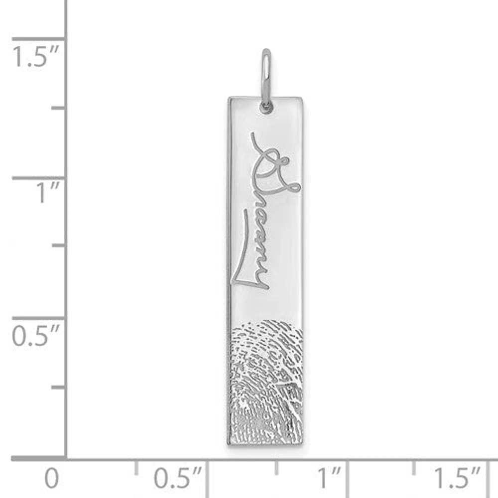Vertical Signature and Fingerprint Charm - Sterling Silver