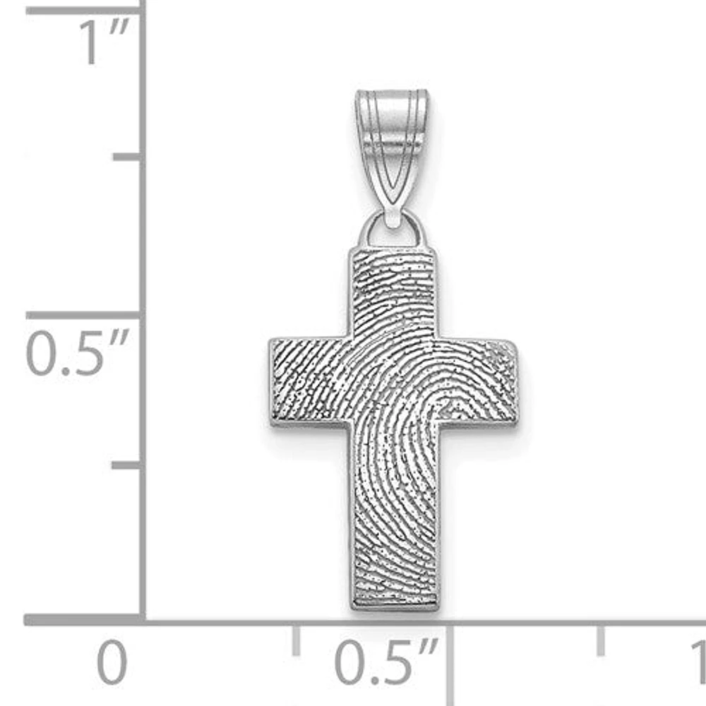 Fingerprint Cross Charm - Sterling Silver