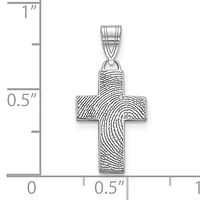 Fingerprint Cross Charm - Sterling Silver