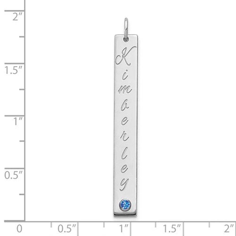 Enameled with 18k Bezel Crystal Birthstone Vertical Bar Charm - Sterling Silver