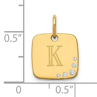 Cushion Initial with 0.027cttw Diamonds Charm - Sterling Silver