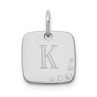 Cushion Initial with 0.027cttw Diamonds Charm - Sterling Silver