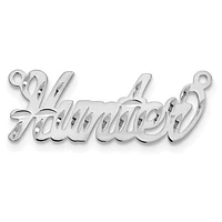 Personalized Name Plate Pendant with 1mm 18" Cable Chain Polished Diamond Cut Lettering - Sterling Silver