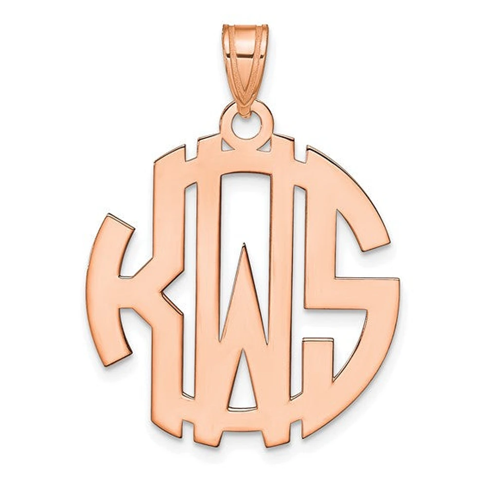Block Letter Circle Cut-out Background Monogram Pendants - Sterling Silver