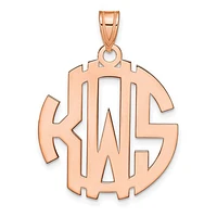 Block Letter Circle Cut-out Background Monogram Pendants - Sterling Silver