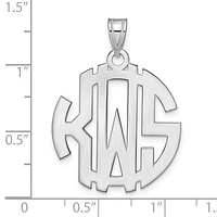 Block Letter Circle Cut-out Background Monogram Pendants - Sterling Silver