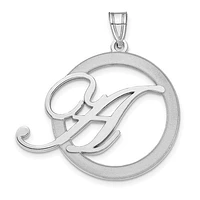 Casted Polished & Satin Initial in Circle Pendant - Sterling Silver