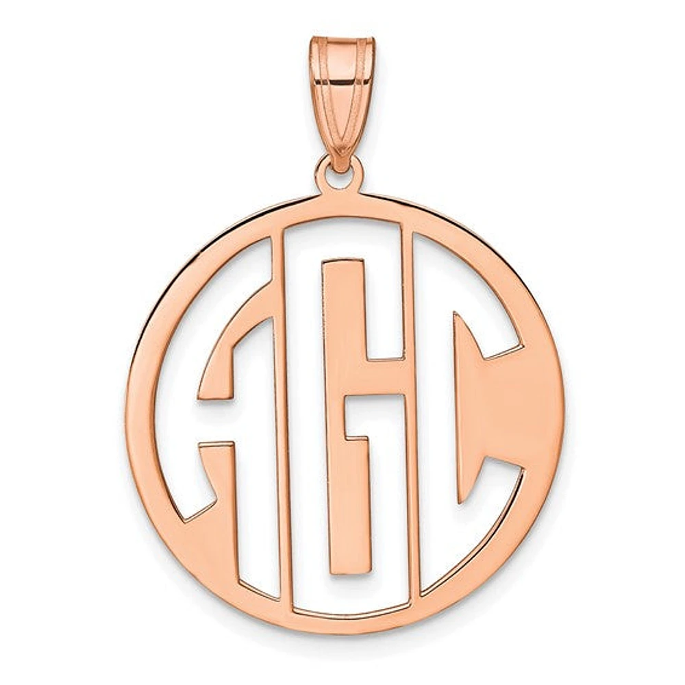 Block Circle Cut-out Letters Monogram Pendants - Sterling Silver