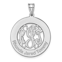 Laser High Polished Monogram & Letters Pendant - Sterling Silver