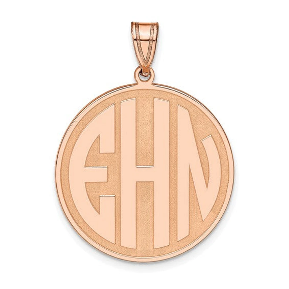 Block Raised Letter Circle Pendants - Sterling Silver