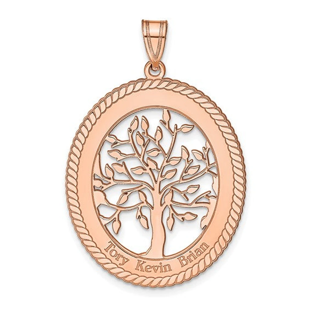 Family Tree Oval Pendant (Up to 3 names) - Sterling Silver