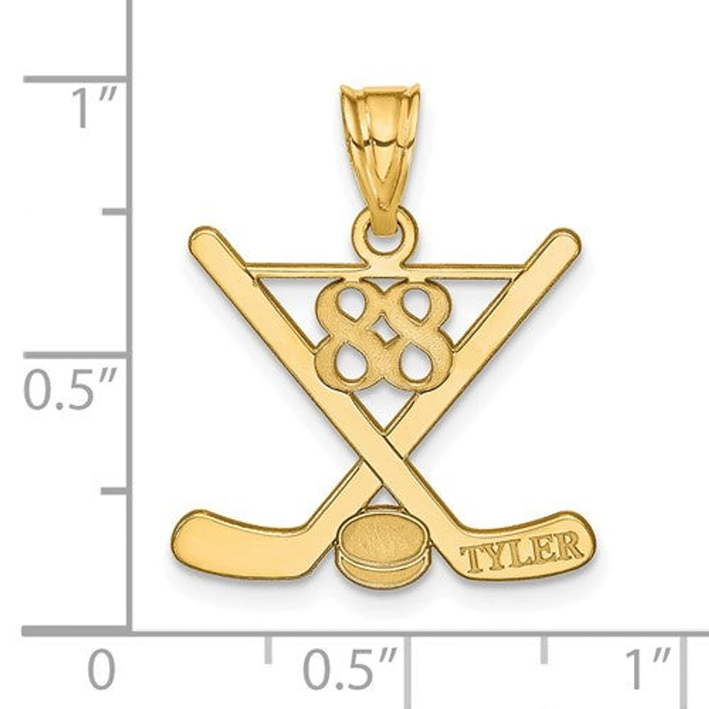 Laser Polished Name And Number Hockey Pendants - Sterling Silver