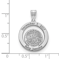 Vertical Signature and Fingerprint Charm - Sterling Silver