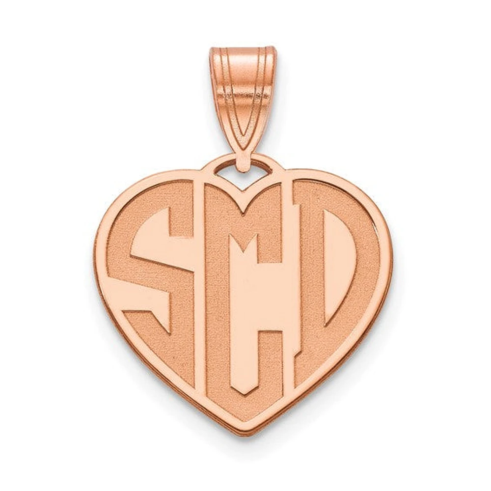 Etched Heart Monogram Pendants - Sterling Silver