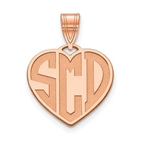 Etched Heart Monogram Pendants - Sterling Silver