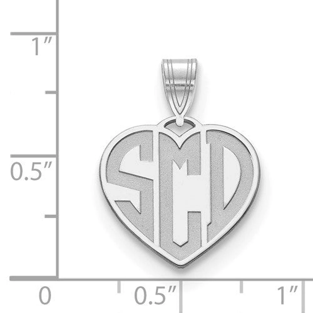 Etched Heart Monogram Pendants - Sterling Silver
