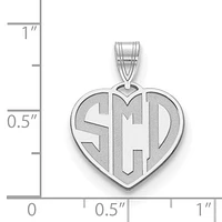 Etched Heart Monogram Pendants - Sterling Silver