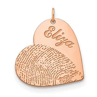 Name and Fingerprint Heart Charms - Sterling Silver