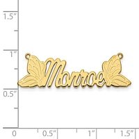 Butterfly Wings Nameplate Necklace with 1mm 18" Cable Chain - Sterling Silver