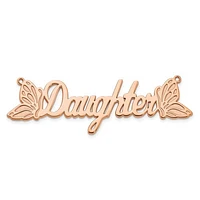 Butterfly Wings Nameplate Necklace with 1mm 18" Cable Chain - Sterling Silver